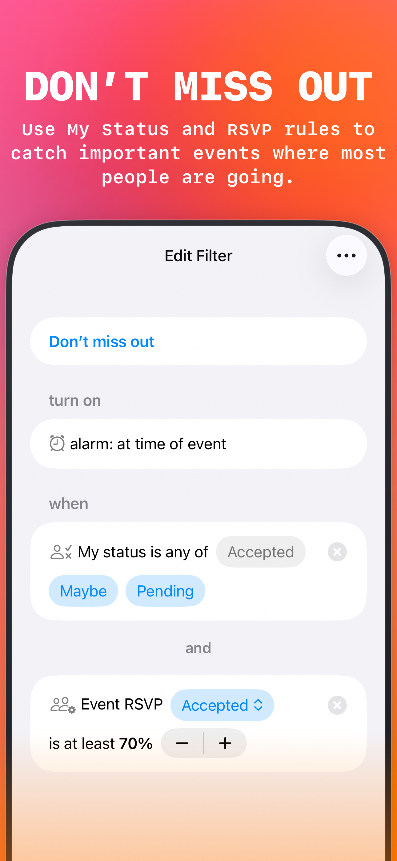 Today Planned filter example: Don't miss out
