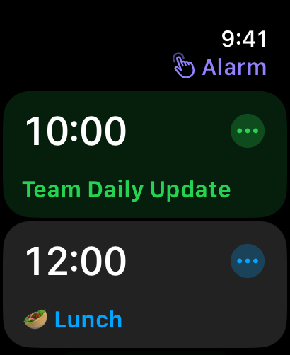 Apple Watch showing today’s agenda