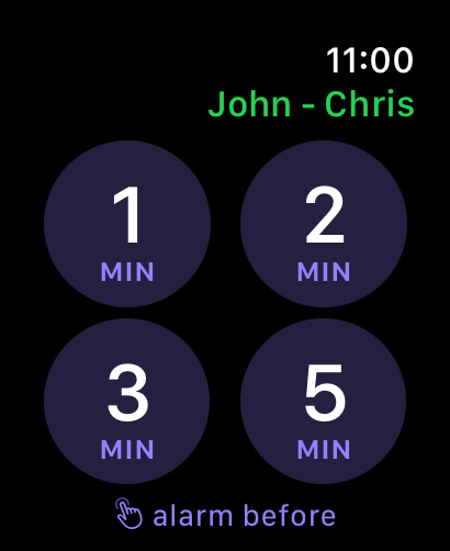 Setting an alarm before an event on Apple Watch